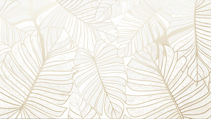 Gold Foil Palm Leaf Pattern Background