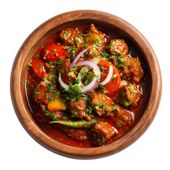 a bowl of soup with meat vegetables isolated on transparent background