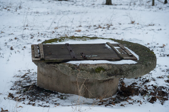 A concrete well in the village