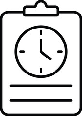 Obraz premium Clipboard with Clock Line Icon Vector, Time Management Schedule Checklist Outline Symbol