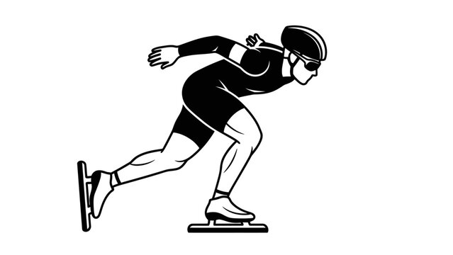 Man skating on ice rink fast.