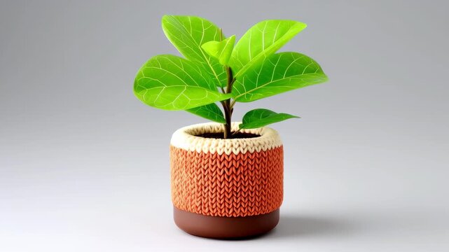 Fiddle Leaf Fig in Decorative Pot: A vibrant fiddle leaf fig, with its lush, green leaves, flourishes in a uniquely designed decorative pot, showcasing a blend of nature and artistic design.