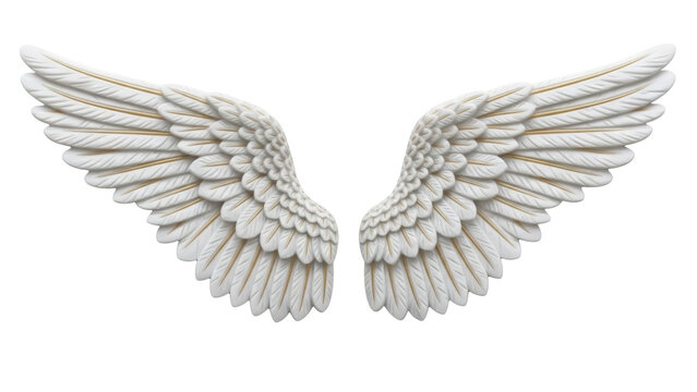 Elegant angel wings PNG isolated on transparent background, heavenly feathered wings for graphic design and spiritual concepts