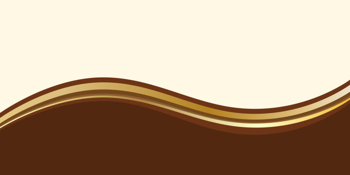 Chocolate cover or packaging template design featuring flowing waves in brown and gold tones. Blank space for text. Chocolate banner. Vector illustration