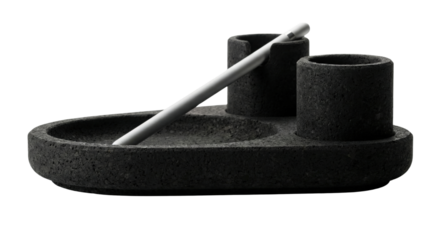 Black cork desk organizer with pencil. Sustainable office accessory.