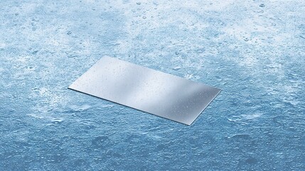 electroplating. Rectangular metal sheet acquiring a shiny silver coating in blue solution. safety posters, maintenance manuals, designed for industrial assembly lines and welding operations.