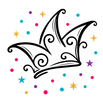 Narrenkappe mit Sternen und Konfetti &ndash; Karneval, Fasching Vektor Illustration