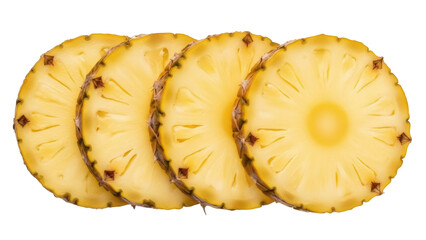 Pineapple slices PNG isolated on transparent background, tropical fruit cut pieces for healthy...