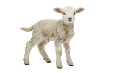 Adorable lamb PNG isolated on transparent background, cute baby sheep with fluffy wool for spring and Easter designs © PAPADOMUS