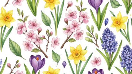 Flowers and leaves digital illustration, spring design, watercolor hand painting. Perfectly for printing, sublimation.