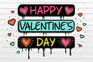 Bold Happy Valentine's Day Typography on Red