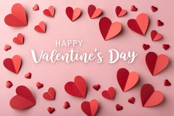 Happy Valentine&rsquo;s Day Pink Background with Hearts