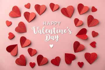 Valentine&rsquo;s Day Card with Red Paper Hearts