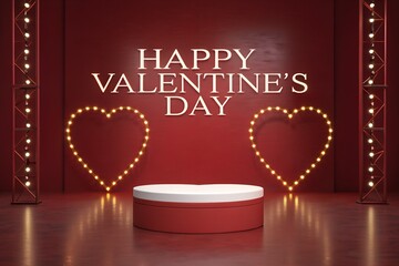 Happy Valentine&rsquo;s Day Red Podium Background