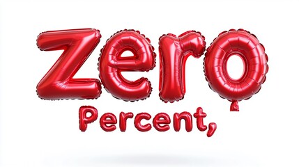 Red balloon letters spelling out zero percent