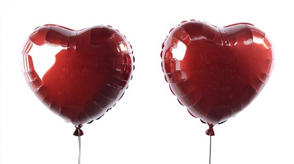 Shiny red heart shaped balloons on sticks for Valentine's Day