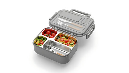 Insulated Lunch Box With Compartments Mockup Bento Style Floating