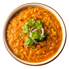 cooked moong dal with coriander garnish isolated on transparent background