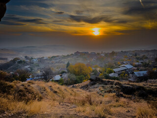 Armenia, mountain landscape at sunset, sunset in the mountains. High quality photo