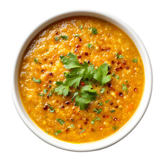 cooked moong dal with coriander garnish isolated on transparent background