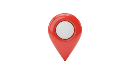 Red location pin icon on black background for navigation