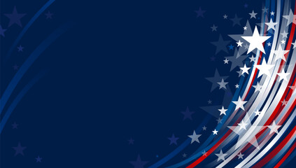 Abstract USA background design of line gradient and star 4th of july independence day banner vector illustration
