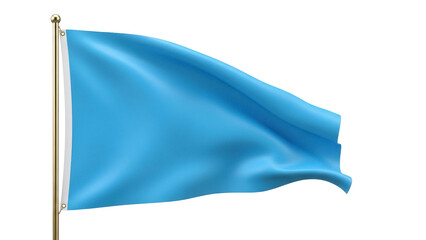 Light blue flag waving isolated PNG on transparent background, single color banner for design...