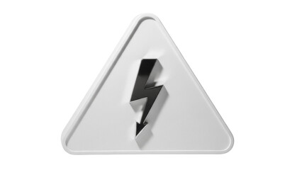 High voltage sign isolated PNG on transparent background, electrical hazard warning symbol for safety and caution, danger of electrocution, triangular shape