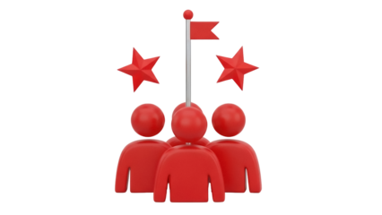 Red team of people isolated PNG, leadership and teamwork concept for business and social media use on transparent background