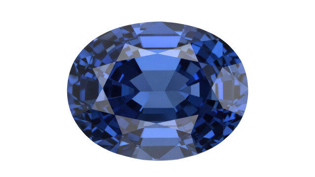 Oval blue sapphire gemstone isolated PNG, faceted precious stone for jewelry design and luxury accessories on transparent background
