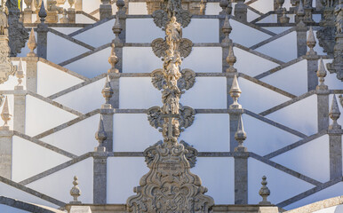 Five senses stairs in Sanctuary of Bom Jesus do Monte in Tenoes, Portugal