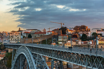 Dom Luis I Bridge between Porto and Vila Nova de Gaia city, Portugal