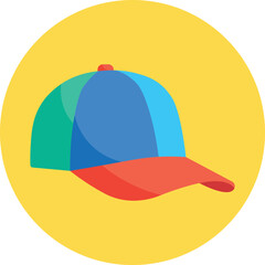 Colorful abstract hat with a yellow circular background blue