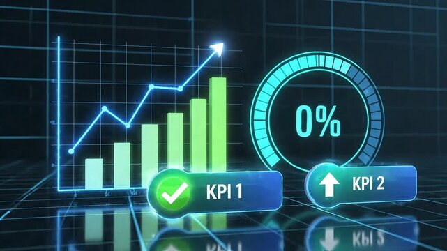 Animated business graph showing growth trend in modern digital space