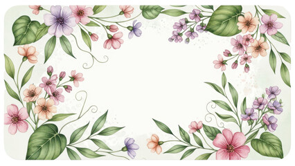 Floral and leaf card. watercolor design. For banners, posters, invitations, etc.