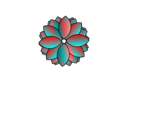 abstract flower backgroundAbstract Geometric Flower with Teal and Coral Petals on White Background | Symmetrical Layered Floral Shape with Bold Contrast, Modern Minimalist Illustration for Creative an