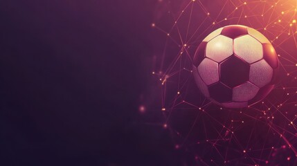 Naklejka premium Futuristic soccer ball design with glowing connections on dark background