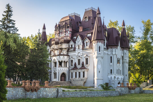 Skala-Podilska, Ukraine - June 13, 2017: So called Gargamel building in Skala-Podilska settlement in Chortkiv Raion, Ternopil Oblast