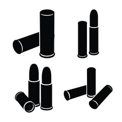 Obraz premium Ammunition cartridge silhouettes representing various bullet types and casings for weapon designs
