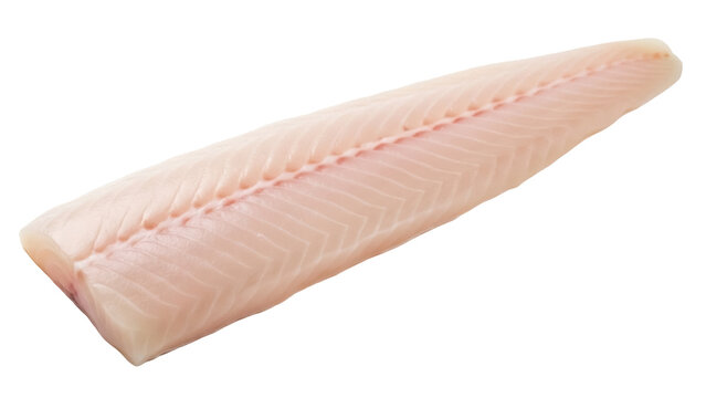 Fresh raw cod fillet isolated PNG on transparent background, uncooked fish portion for healthy eating and seafood recipes