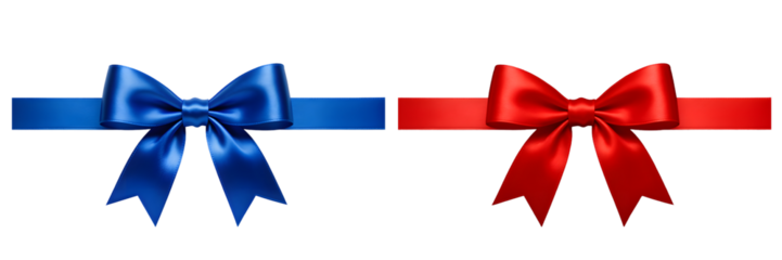 Ribbon Bow Set Red Blue Festive Decoration Element