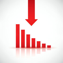 red colour Bar Graph with Red Arrow.