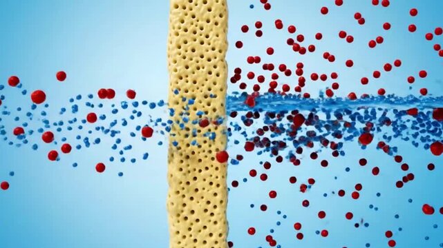 Osmosis water molecules moving across semi-permeable membrane.