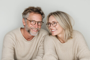 A happy man and woman in their fifties enjoy a warm moment together, radiating joy and affection Generative AI