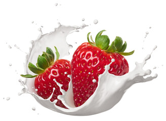 milk splash with strawberries