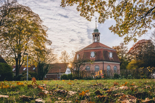 Kirche am Markt church in Hamburg Niendorf during autumn afternoon