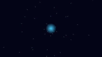 Machine learning concept with particles attracted to a core