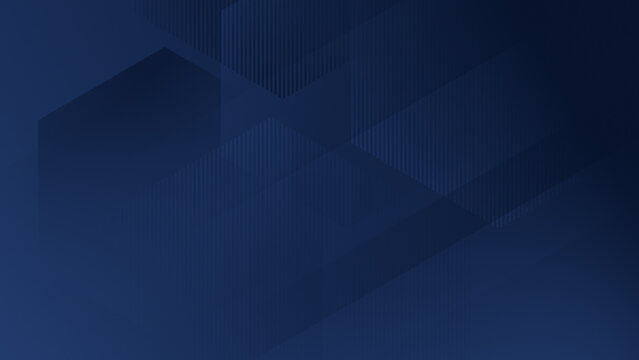 Dark navy blue abstract illustration with geometric architectural forms and soft diagonal layers. Clean minimal 3D background for corporate branding, finance, technology design and modern business 