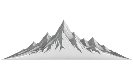 Low-poly mountain range on white background