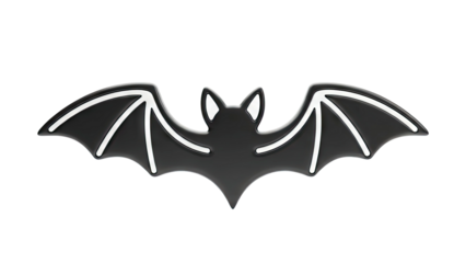 Stylized Black Bat Silhouette with White Accents